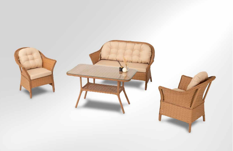 İda Rattan Oturma Grubu Kahve